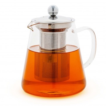 Ovente Glass Teapot with Removable Stainless-Steel Infuser, Freezer, Stove, & Dishwasher Safe, Durable and Easy to Clean, Perfect Cup of Loose Leaf, Bloom, and Fruits Tea, 40 oz. FGF40T 