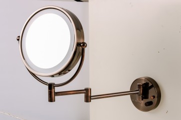 Ovente Wall Mounted Vanity Makeup Mirror 8.5 Inch with 7X Magnification and Natural LED Lights, Double-Sided with Hardwired Electrical Connection, Distortion Free, Antique Bronze (MPWD3185AB1X7X)