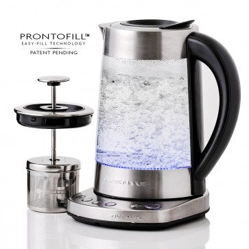 Ovente 1.7 Liter, BPA-Free Electric Glass Hot Water Kettle with Stainless Steel and ProntoFill Technology (KG733S)