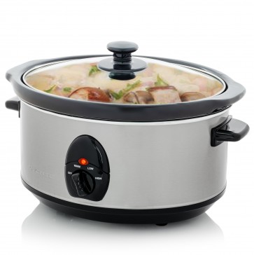 Ovente 3.5 Liter Slow Cooker with Removable Crock, Multiple Heat Settings, Cool Touch Handles and  Silver Finish (SLO35ABR1)