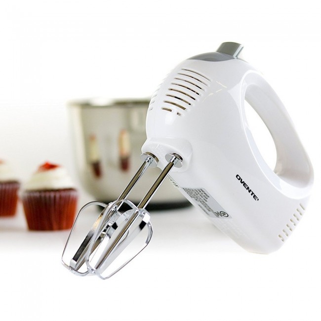 OVENTE 5-Speed Ultra Power Hand Mixer with Free Storage Case, Red