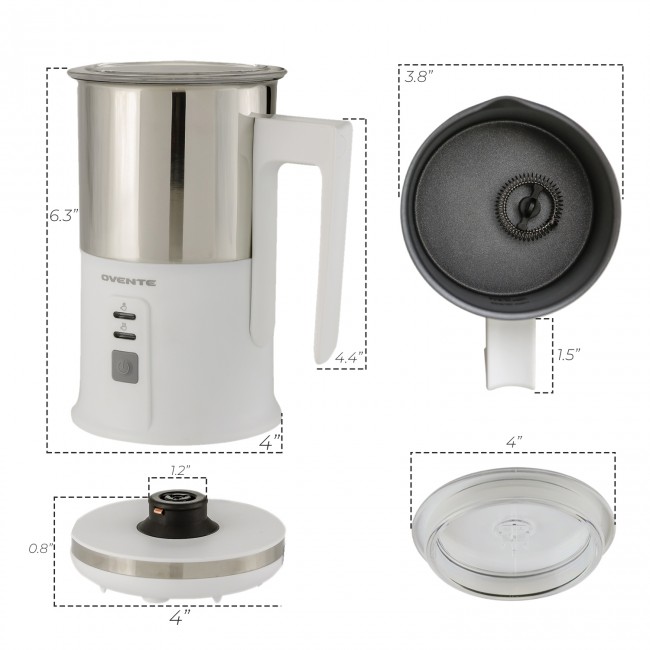 Ovente Electric Double Wall Insulated Stainless Steel Milk Frother FR3608
