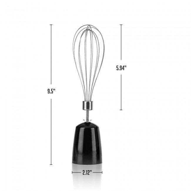 Whisk Attachment, Compatible with Ovente Multipurpose Immersion Hand Blender  Set HS600 series, Black, ACPHS7030B