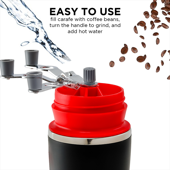 Ovente Manual Coffee Grinder - Red
