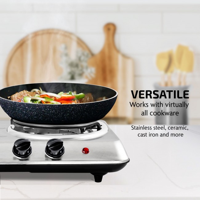 Ovente Electric Single Coil Burner, 1000W (120V), 6-Inch Plate, Adjustable  Temperature Control, Metal Housing, Indicator