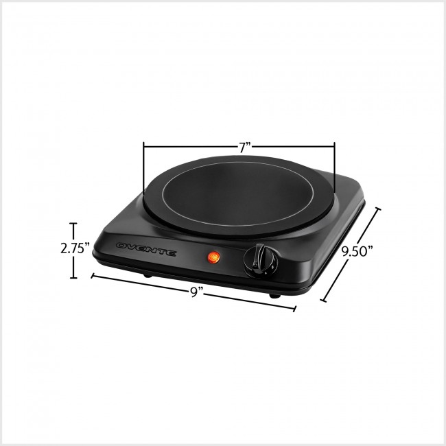 Ovente Electric Ceramic Single Induction Cooktop Burner 7.3 Inch Portable  Hot Plate 1800 Watt with 8 Temperature Settings 5 Timer Levels, LED Digital  Display Panel & Auto Shutoff Function, Black BG61B 