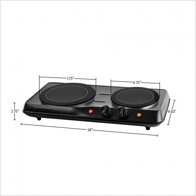 Eurostar Double Burner Electric Cooktop - Black