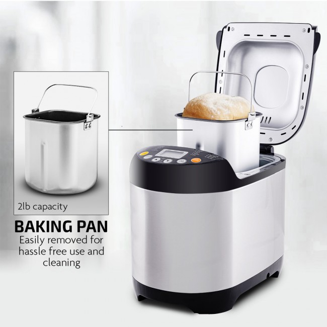 Ovente Electric Stainless Steel Bread Making Machine with Nonstick
