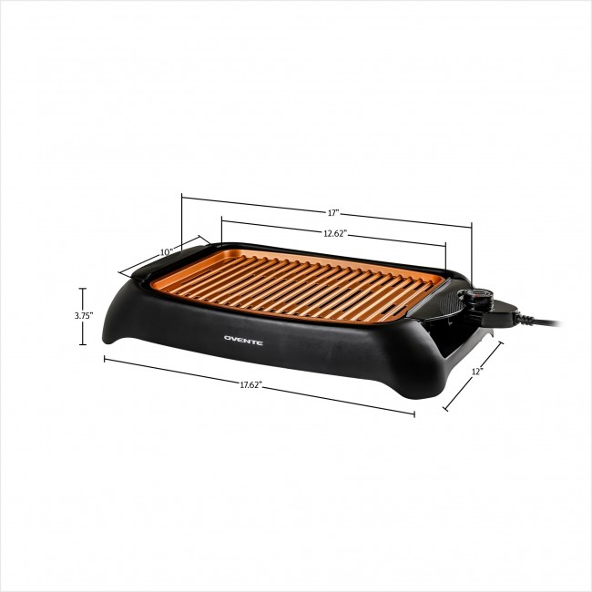 Ovente Thermostat Controlled Non-Stick Indoor Grill, Copper (GD1632NLCO)