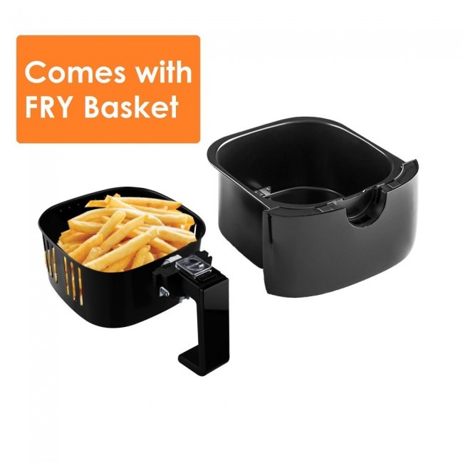 Ovente Electric Air Fryer with Timer, 3.2 Qt, 1400 Watts, Adjustable  Temperature Controls, Includes Fry Basket and Pan, Black (FAM21302B) 
