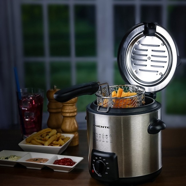 Ovente Electric Deep Fryer 1.5 Liter, 800W Power with Removable