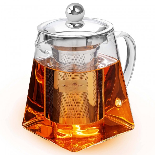 Clear Glass Teapot with Tea Strainer Blooming Loose Leaf Tea Kettle Tea Pot