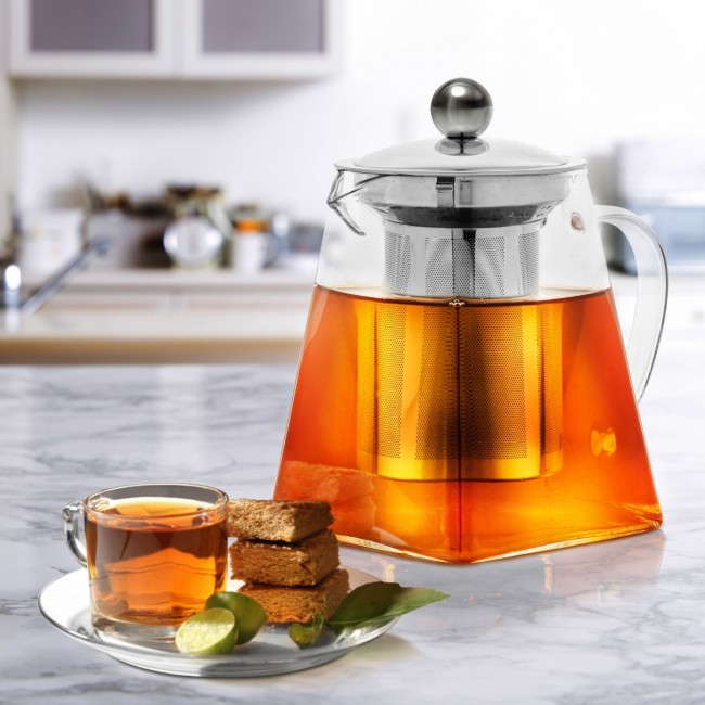 Clear Glass Teapot with Infuser (Stainless Steel) 800 ml / 27 oz