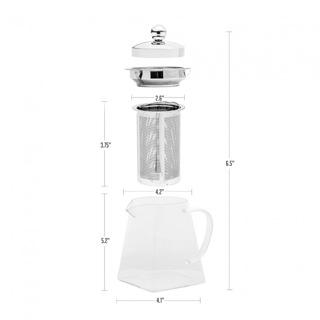 glass teapot safe on stove with infuser & wood handle 275ml