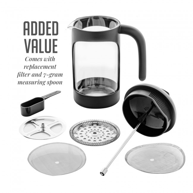 OVENTE 20 Ounce French Press Coffee & Tea Maker, Portable Pitcher w/Scoop,  New- Silver FSD20P