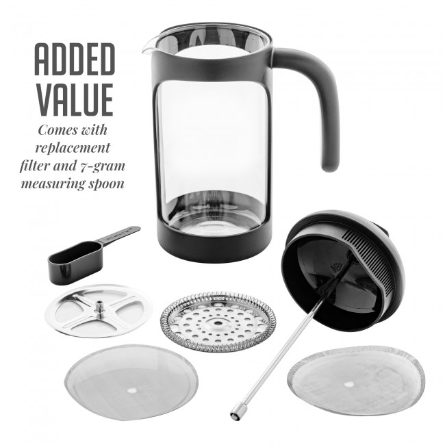 OVENTE 20 Ounce French Press Coffee & Tea Maker, Portable Pitcher w/Scoop,  New- Silver FSD20P