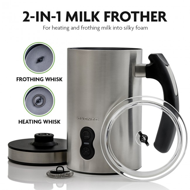 OVENTE Electric Double Wall Insulated Milk Frother, Portable Hot Cold Foam  Maker, Black FR3608B 