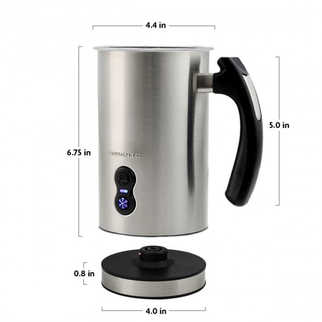 OVENTE 8 oz. Black Automatic Electric Milk Frother and Steamer Hot