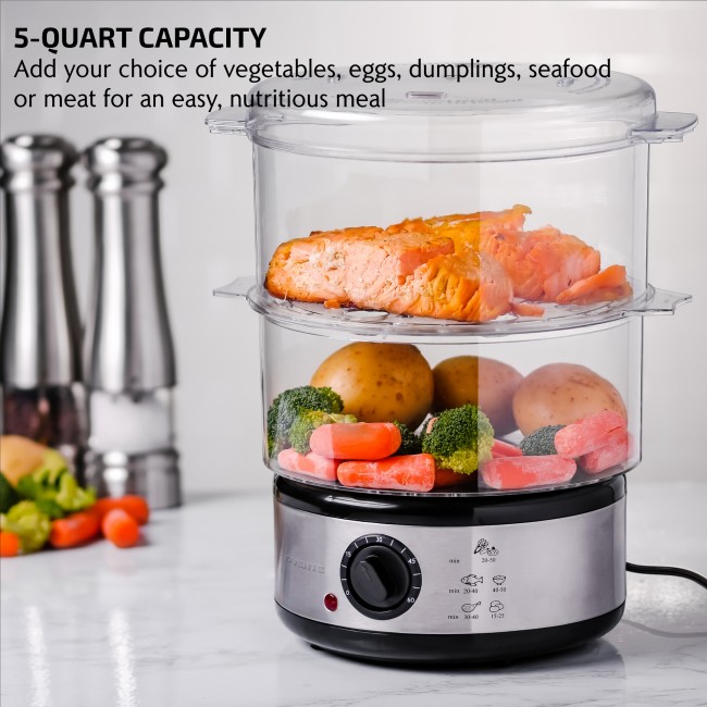 Elite Gourmet 2 Quart Elcteric Food Vegetable Steamer with BPA-Free Steamer  Tray, Auto Shut-off 60-min Timer EST250 - The Home Depot