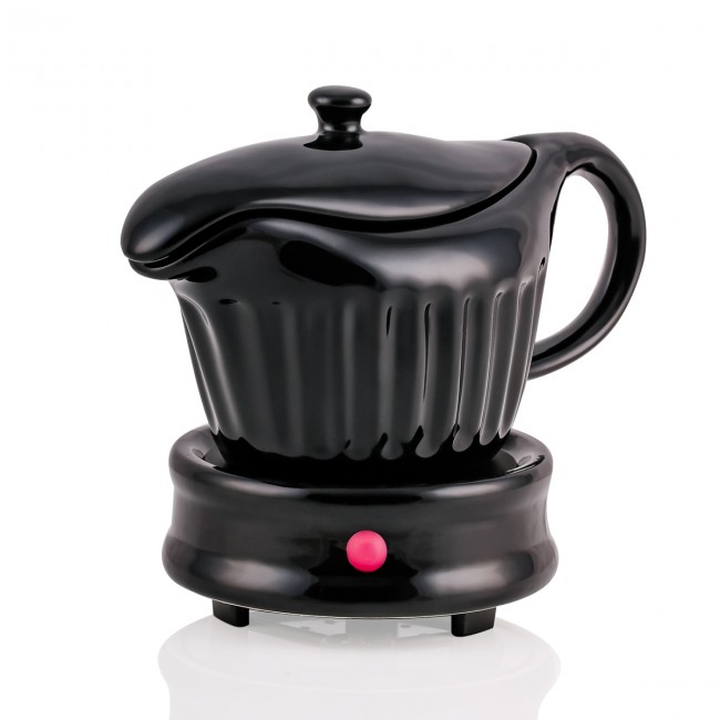 Ovente Fw024589b Electric Gravy Boat Warmer with 13.5 oz Serving Ceramic Pot & Lid Cover Black