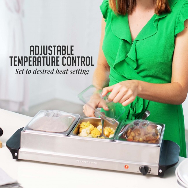 OVENTE Electric Warming Tray w/ Adjustable Temperature Control Perfect for  Buffets, Silver FW170S 