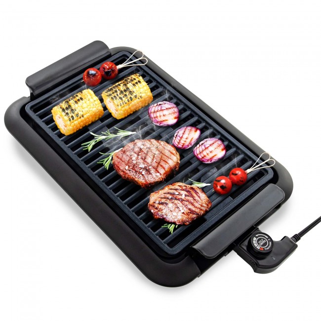 Ovente Electric Indoor Grill with 15 x 10-inch Non-Stick Cooking Plate ...