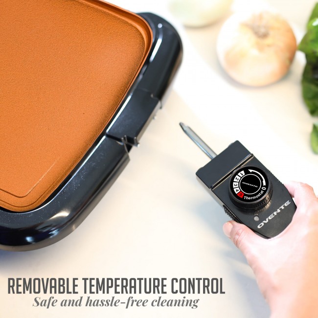 OVENTE Non-Stick Plate Electric Griddle, Temperature Probe and