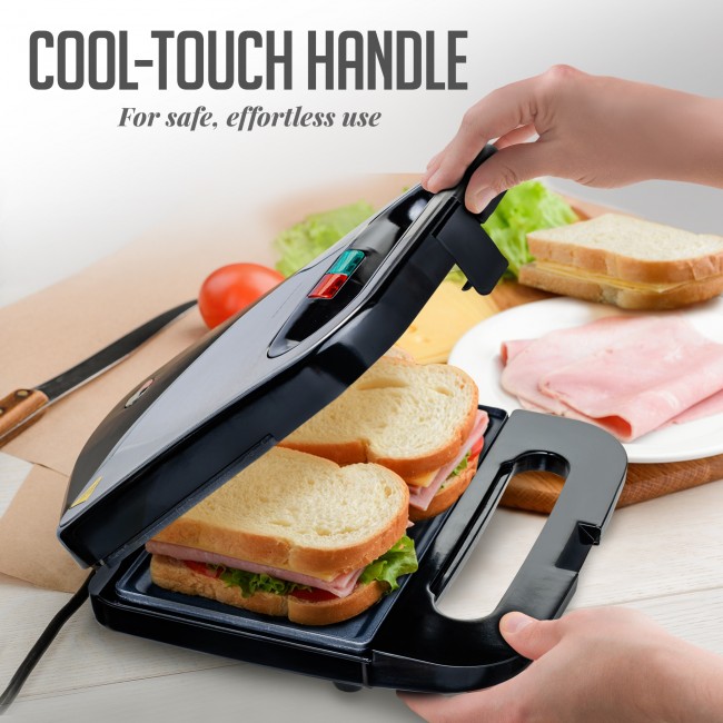 OVENTE Electric Panini Press Sandwich Maker with Non-Stick Coated Plates,  Opens 180 Degrees to Fit