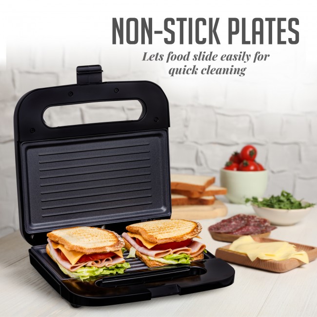 OVENTE Electric Panini Press Sandwich Maker, Non-Stick Coated Plates, New-  Silver GP1861BR 
