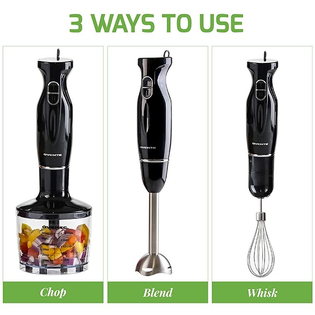Whisk Attachment, Compatible with Ovente Multipurpose Immersion Hand  Blender Set HS600 series, Black, ACPHS7030B