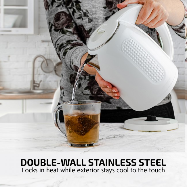Ovente 1.7L Electric Kettle, Double Wall 304 Stainless Steel Water