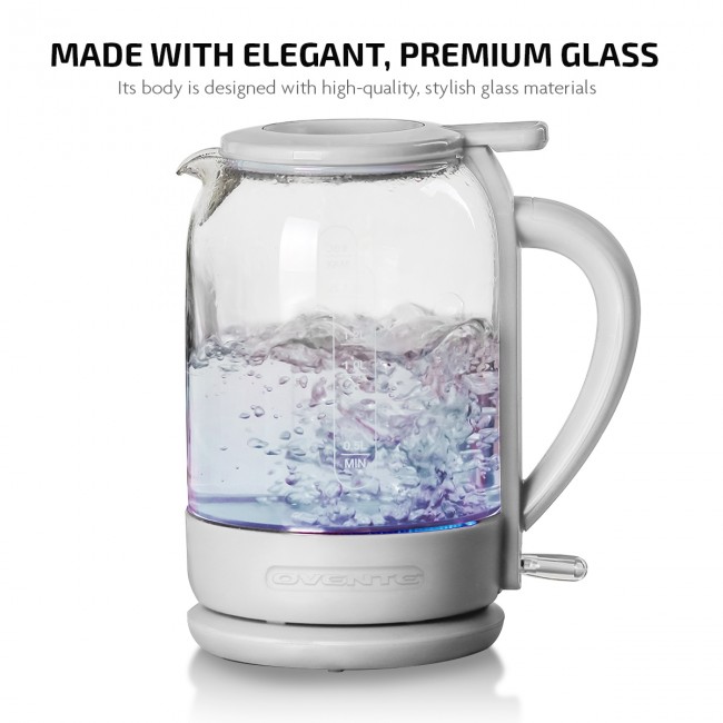 Ovente Electric Glass Hot Water Kettle 1.5 Liter with ProntoFill