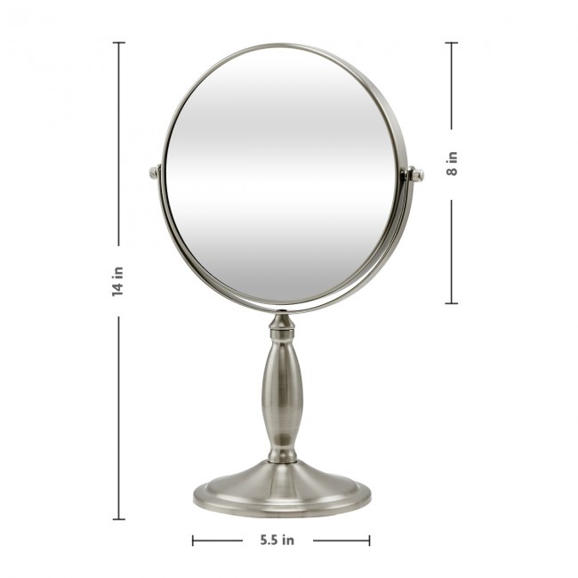 Mirror, 8 Inch, Dual-Sided 1x/7x Nickel Brushed (MNLAT80BR1X7X)