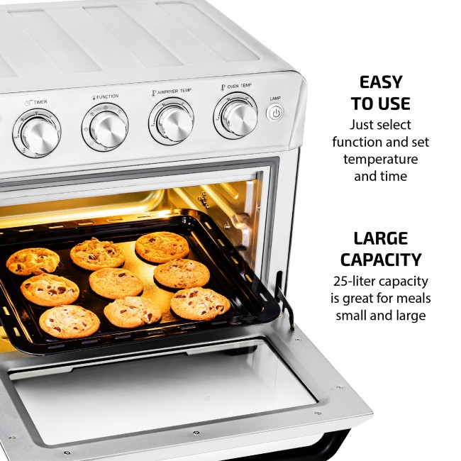OVENTE 1700-Watt Stainless Steel Countertop Multi-Function Air Fryer  Rotisserie Convection Oven and Dehydrator OFM2025BR - The Home Depot