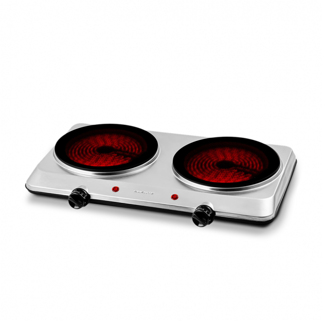 Ovente Electric Infrared Burner, 7” Single-Plate, 1000W, Ceramic Glass &  Stainless Steel, Silver (BGI101S)