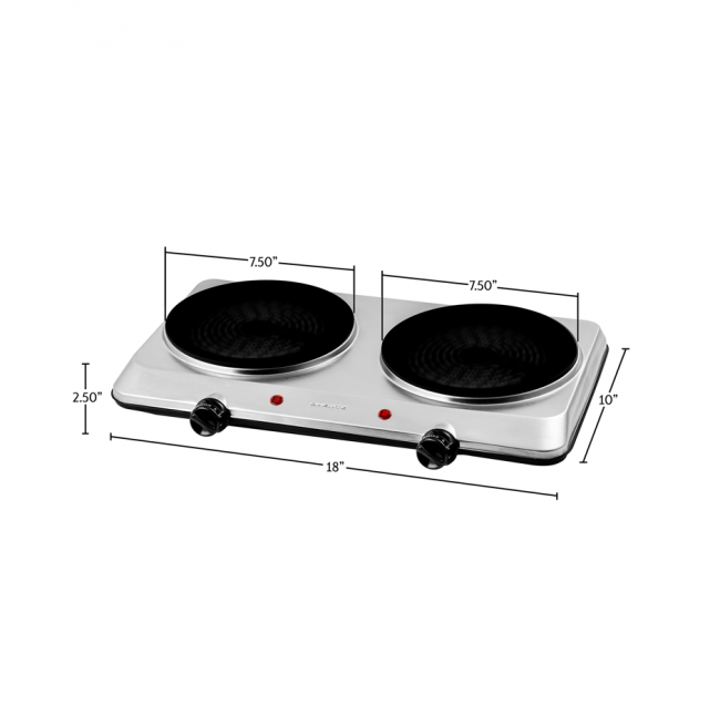 1500W Portable Heating Hot Plate Stove Countertop with Non Slip Rubber | Black