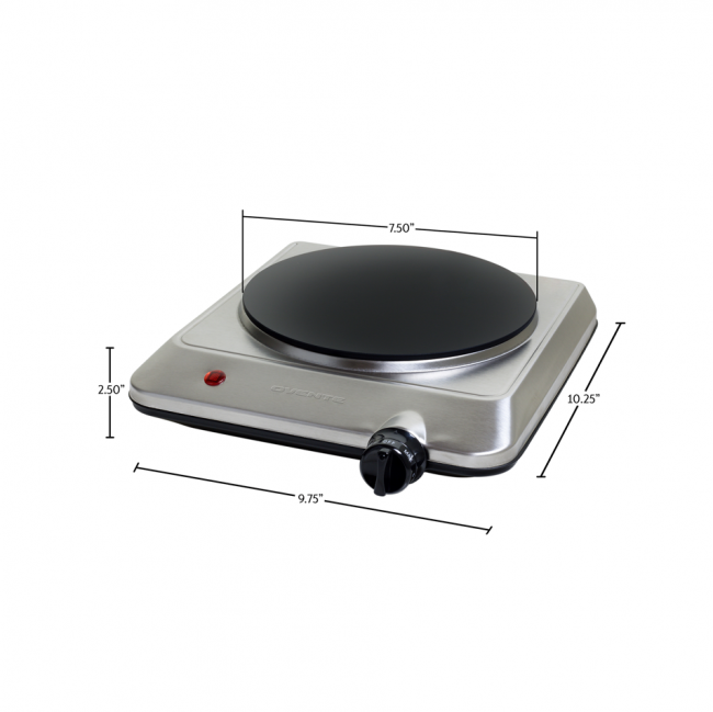 Ovente Electric Infrared Burner, 7” Single-Plate, 1000W, Ceramic Glass &  Stainless Steel, Silver (BGI101S)