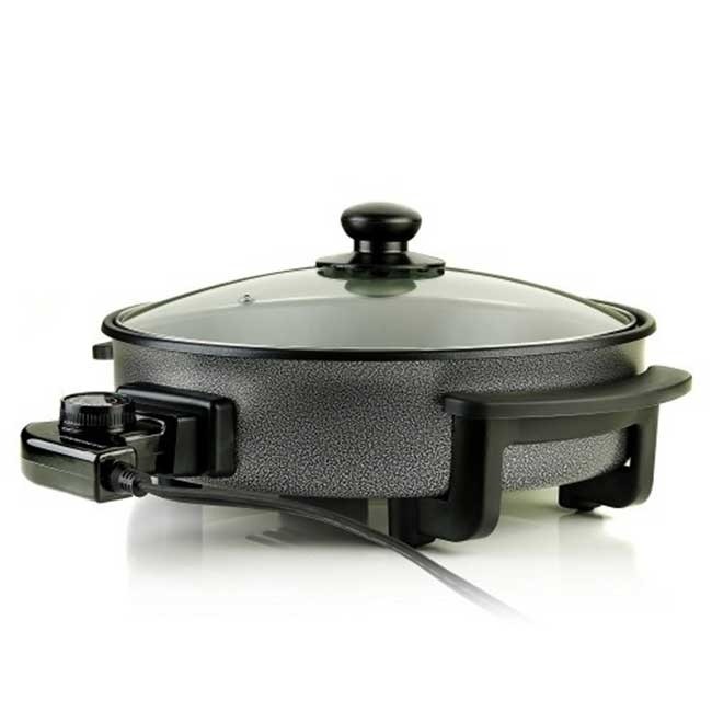 OVENTE 113 Sq. In. Black Electric Skillet with Nonstick Coating, Frying Pan  with Tempered Glass Lid SK11112B - The Home Depot