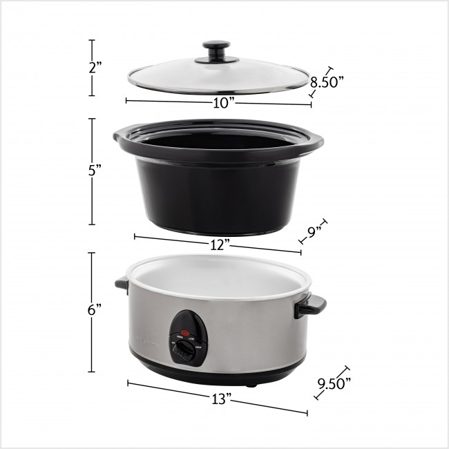Ovente Slow Cooker Crockpot 3.5 Liter with Removable Ceramic Pot 3