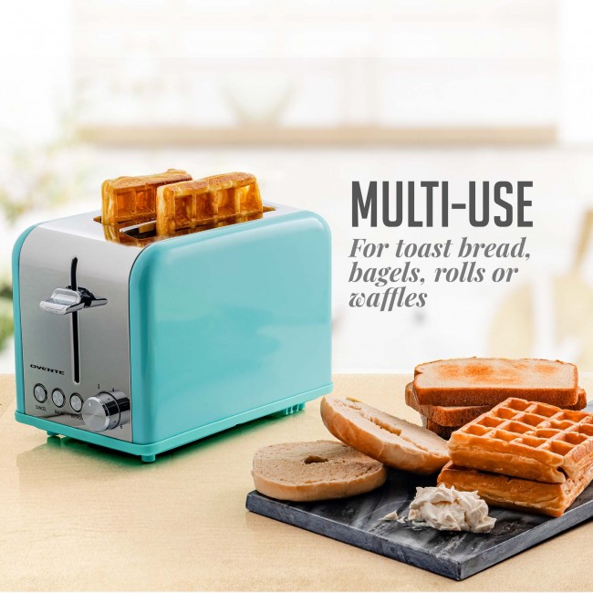 Ovente Compact 2 Slice Toaster with Extra-Wide Slots for Bagel, 6
