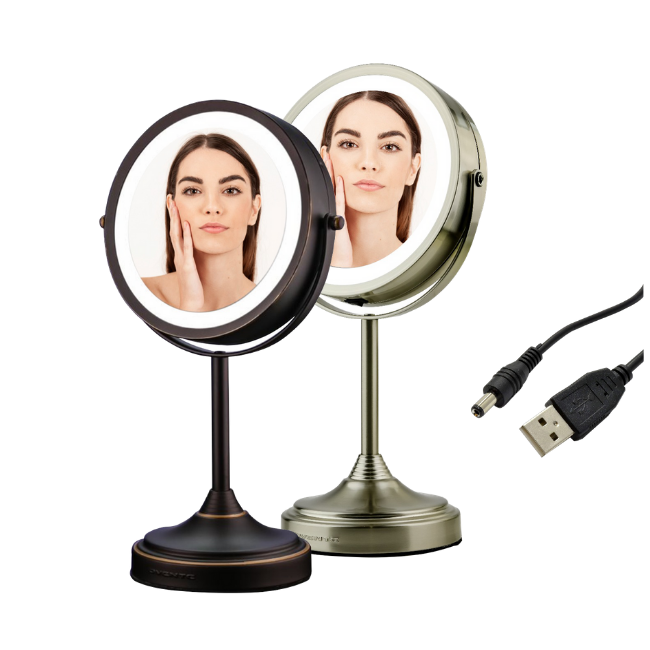 Ovente Led Lighted Tabletop Makeup, Lighted Tabletop Vanity Mirror