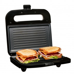 Ovente Electric Panini Press Grill Breakfast Sandwich Maker with Nonstick Two-Sided Hot Plates, LED Lights & Thermostat Control, Perfect for Cooking Burger & Grilled Cheese, Black GP0401B    