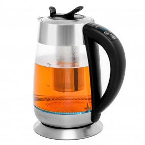 Ovente Glass Electric Tea Kettle 1.8 Liter BPA Free Cordless Body, 1100W Instant Hot Water Boiler Heater with Stainless Steel Infuser and Automatic Shut Off for Coffee, Tea, Chocolate, Silver KG661S 