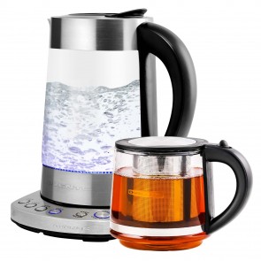 Ovente 1.7 Liter, BPA-Free Electric Glass Hot Water Kettle with Stainless-Steel Infuser and ProntoFill Technology, Teapot Infuser Perfect for Tea  (KG733S+FGK27B)