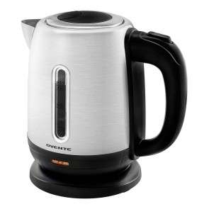 Ovente Electric Kettle, Stainless Steel, BPA-Free, Cordless, Concealed Heating Element, Auto Shut Off & Boil-Dry Protection, 1.2L, Brushed Silver (KS22S)