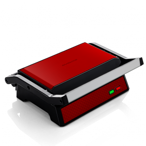 Ovente Electric Panini Press Grill and Sandwich Maker with Nonstick Coated Plates, Opens 180 Degrees for any Food, 1000W Thermostat Control Removable Drip Tray and Easy to Clean Grids, Red GP0540R
