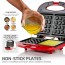 Ovente Electric Waffle Maker, 750W, Non-Stick Plates, Safety Cover Latch, Indicator Lights, Cool-Touch Handle, Red (WMS602R)