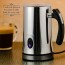 Ovente Electric Frother, Milk Steamer, Foam Maker for Coffee, Double-Wall Insulated, Frothing & Heating Whisks, Auto Shut-Off, Chrome (FR4810CH)