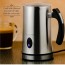 Ovente Electric Frother, Milk Steamer, Foam Maker for Coffee, Double-Wall Insulated, Frothing & Heating Whisks, Auto Shut-Off, Brushed (FR4810BR)