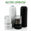 Ovente Electric Salt and Pepper Grinder Set, Battery Operated 4 AA, Black and White (SPD102BW)